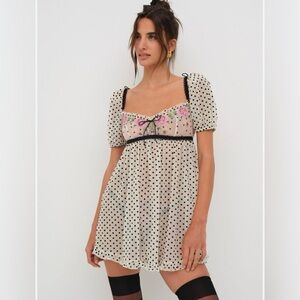 For Love And Lemons Floral Polka Dot Mini Slip Dress XS New With Tags